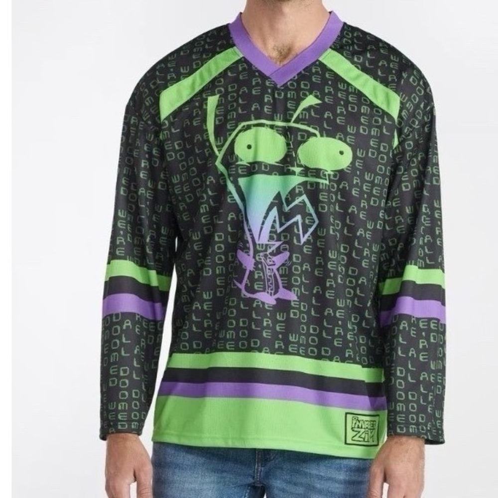 Nickelodeon Invader Zim Hockey Jersey Size Men's Medium Nicktoons Y2K GIR TV